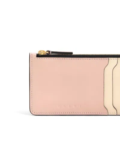 Marni Pastel-hued Leather Wallet With Zippered Compartment In Neutral