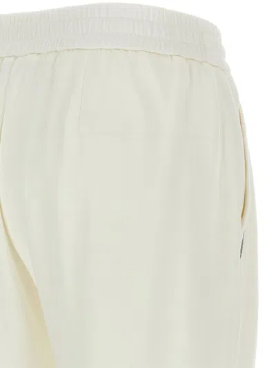 Brunello Cucinelli White Pants With Elastic Drawstring Waist And Monile Detail On The Pockets In Cotton Woman In White