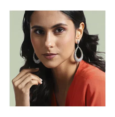 Sohi Hollow Pear Drop Earrings In Metallic