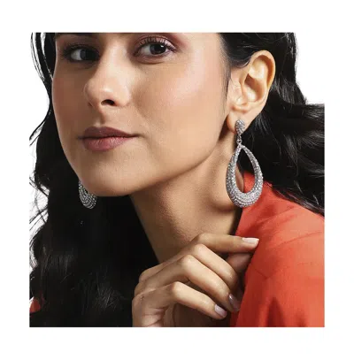 Sohi Hollow Pear Drop Earrings In Metallic