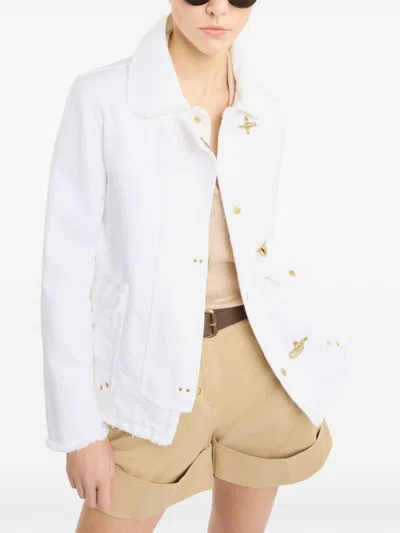 Fay Classic White Jacket With Collar And Gold-tone Hardware In White
