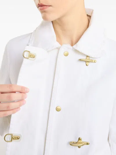 Fay Classic White Jacket With Collar And Gold-tone Hardware In White