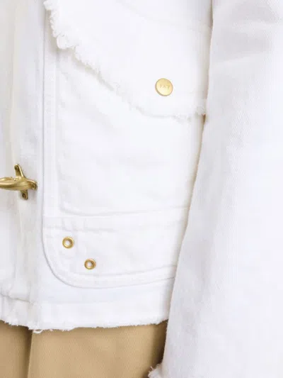 Fay Classic White Jacket With Collar And Gold-tone Hardware In White