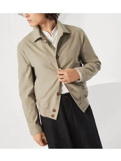 Brunello Cucinelli Men's Khaki Green Bomber Jacket In Gray