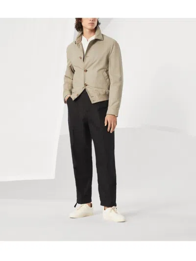Brunello Cucinelli Men's Khaki Green Bomber Jacket In Gray