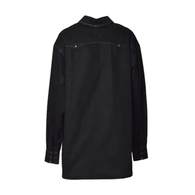 Lemaire Black Cotton Satin Embellished Metal Shirt In Black
