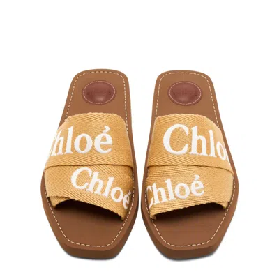 Chloé Woody Logo Embroidered Flat Slides