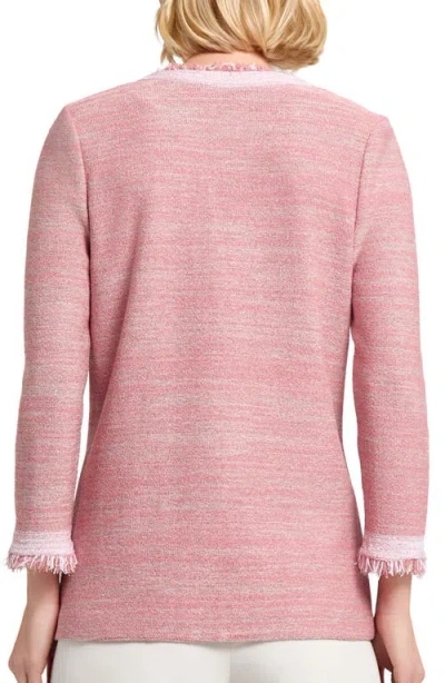 Misook Heritage Fringe-trim Melange Knit Jacket