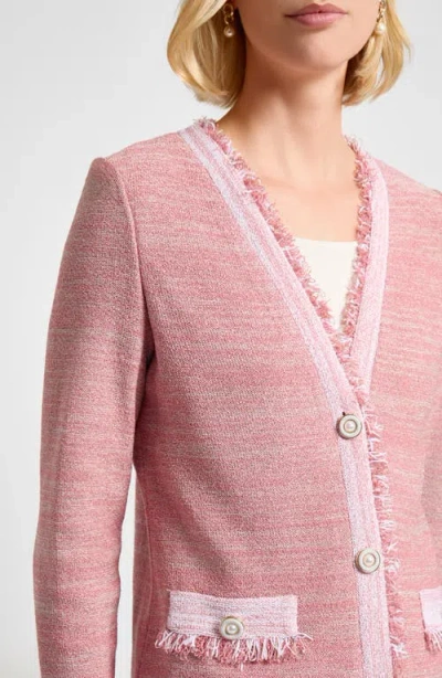 Misook Heritage Fringe-trim Melange Knit Jacket