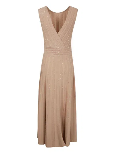 D Exterior D. Exterior Crystals Long Dress By D. Exterior In Neutral