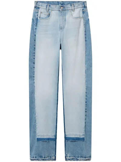 Stella Mccartney Two-tone Straight Leg Jeans With Concealed Fly In Blue