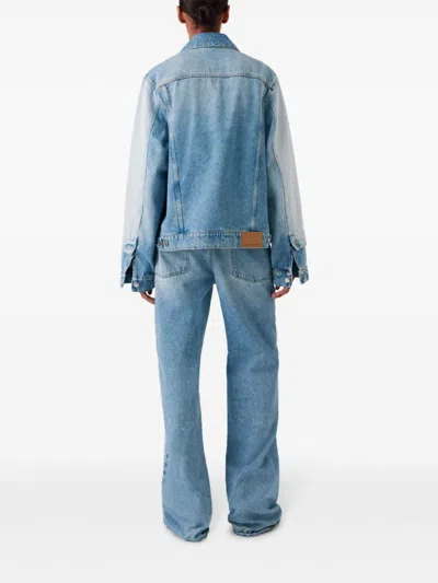 Stella Mccartney Two-tone Straight Leg Jeans With Concealed Fly In Blue