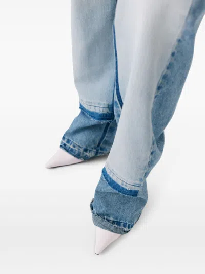 Stella Mccartney Two-tone Straight Leg Jeans With Concealed Fly In Blue