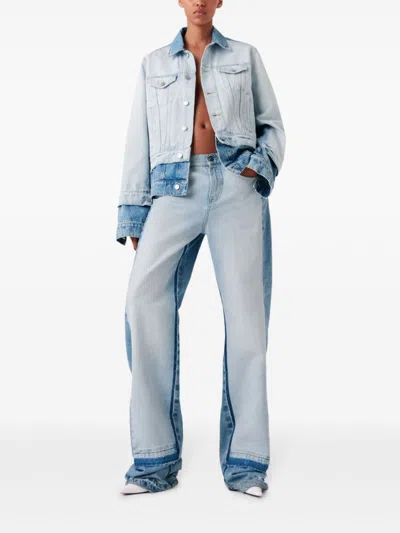 Stella Mccartney Two-tone Straight Leg Jeans With Concealed Fly In Blue