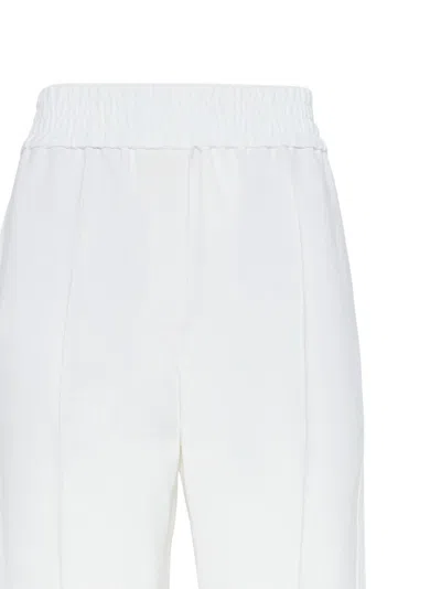 Brunello Cucinelli Pressed Crease Tapered Leg Trousers In White