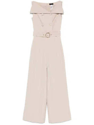 Liu •jo Liu Jo Beige Pants With Structured Wide-leg And Belted Waist In Neutral