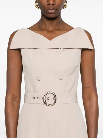 Liu •jo Liu Jo Beige Pants With Structured Wide-leg And Belted Waist In Neutral