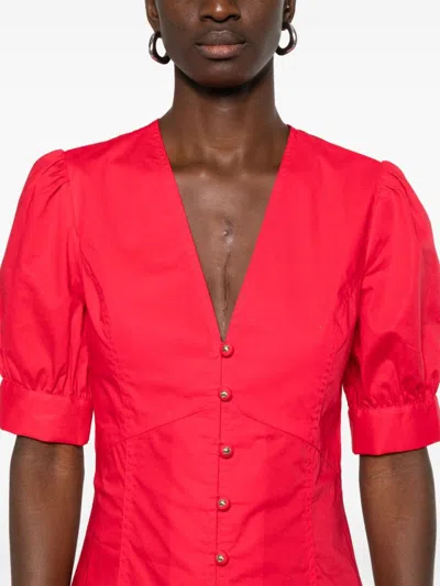 Twinset Twin-set Poppy Red Midi Dress With V-neck In Pink