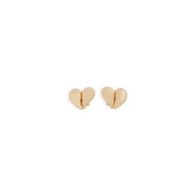 Bottega Veneta Heart-shaped Sterling Silver Earrings With Polished Finish In Gold