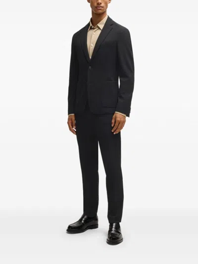 Hugo Boss Slim-fit Jacket In Washable Stretch Fabric In Black