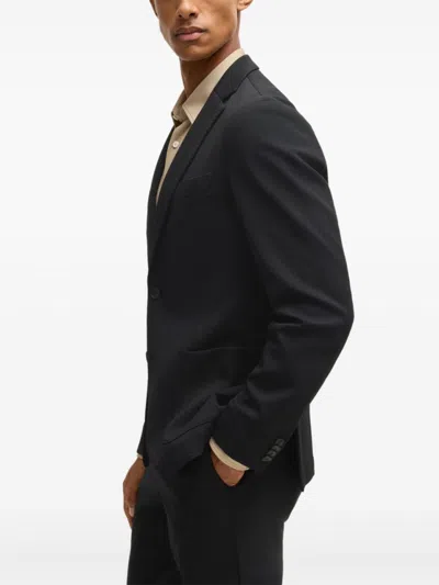 Hugo Boss Slim-fit Jacket In Washable Stretch Fabric In Black