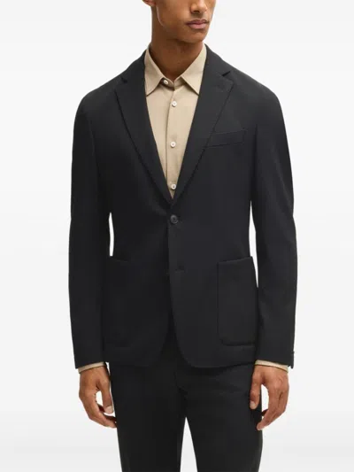 Hugo Boss Slim-fit Jacket In Washable Stretch Fabric In Black