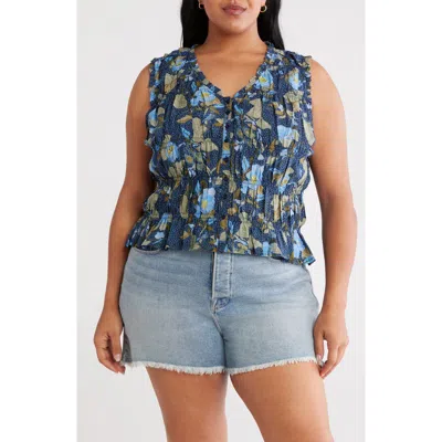Treasure & Bond Print Shirred Tank