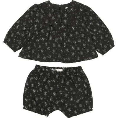 Maniere Manière Kids' Forest Top & Bubble Shorts Set In Black