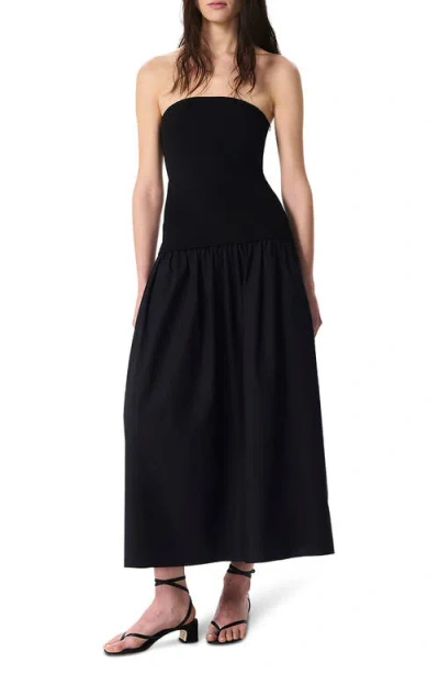 Rag & Bone Irina Mixed Media Strapless Maxi Dress In Black