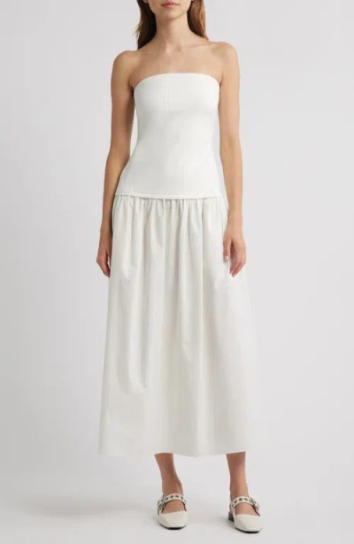 Rag & Bone Irina Mixed Media Strapless Maxi Dress In White