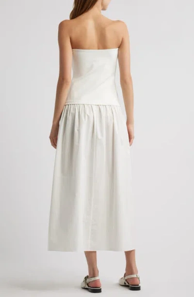 Rag & Bone Irina Mixed Media Strapless Maxi Dress In White