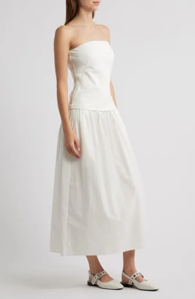 Rag & Bone Irina Mixed Media Strapless Maxi Dress In White