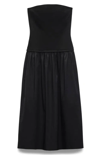 Rag & Bone Irina Mixed Media Strapless Maxi Dress In Black