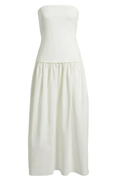 Rag & Bone Irina Mixed Media Strapless Maxi Dress In White