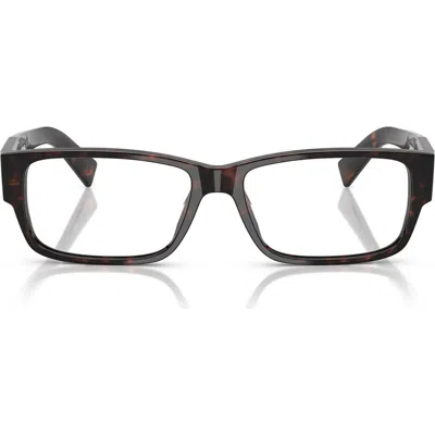 Prada 57mm Rectangular Optical Glasses In Black