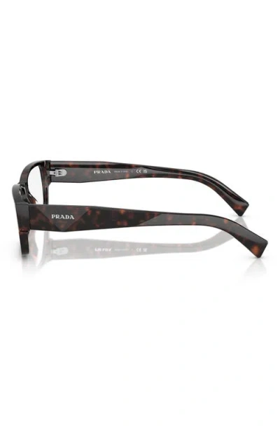Prada 57mm Rectangular Optical Glasses In Black