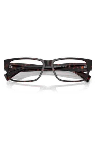 Prada 57mm Rectangular Optical Glasses In Black