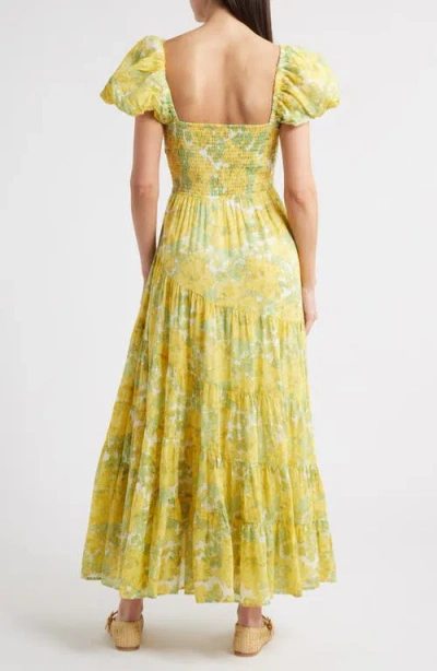 Free People Sundrenched Floral Tiered Maxi Sundress In Green