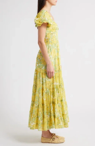 Free People Sundrenched Floral Tiered Maxi Sundress In Green