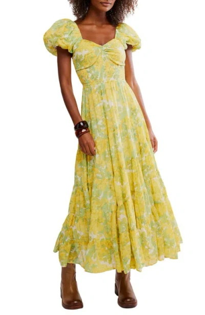 Free People Sundrenched Floral Tiered Maxi Sundress In Green