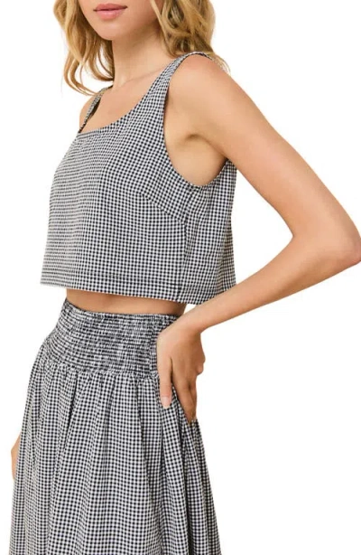 Solid & Striped Anise Scoop Neck Crop Top In Noir Gingham In Black