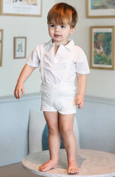 Maniere Manière Kids' Delicate Floral Shortalls In White