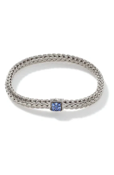 John Hardy Classic Chain Sterling Silver Lava Small Bracelet With Blue Sapphire In Metallic