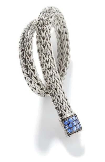 John Hardy Classic Chain Sterling Silver Lava Small Bracelet With Blue Sapphire In Metallic