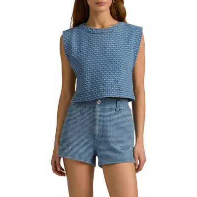 Favorite Daughter The Arlo Texture Crop Top In Blue
