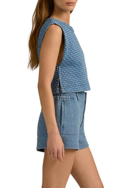 Favorite Daughter The Arlo Texture Crop Top In Blue