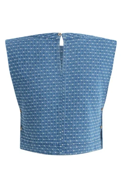 Favorite Daughter The Arlo Texture Crop Top In Blue