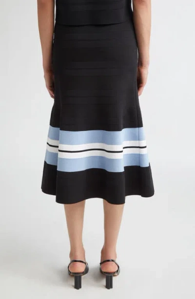 Carolina Herrera Stripe Knit Trumpet Skirt In Blue