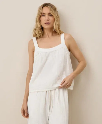 Pact Organic Cotton Double Gauze Square Neck Cami In White