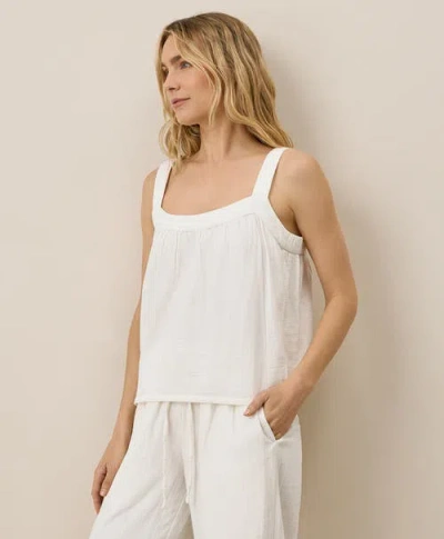 Pact Organic Cotton Double Gauze Square Neck Cami In White